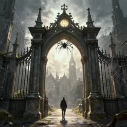 victorian gateway in spider webs digital fantasy backlight art artstation trending detailed render