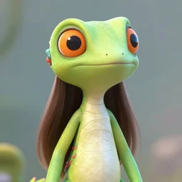 portrait of a cute half reptilian girl smiling