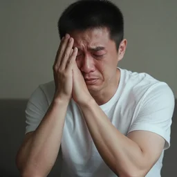 a photo of a man failing to do a simple exercise he can't do it failure grainy sad tears