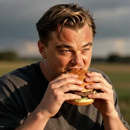 A hamburger eating Leonardo DiCaprio