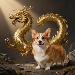 A Corgi mixed with a Chinese dragon.
