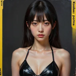 clothed, worksafe. instagram photo, kodak portra. by wlop, ilya kuvshinov, krenz cushart, greg rutkowski, trending on pixiv. zbrush sculpt, octane, maya, houdini, vfx. close - up face of a young cute japanese filipino girl wearing latex bikini. oil painting. cinematic dramatic atmosphere, sharp focus, volumetric lighting.