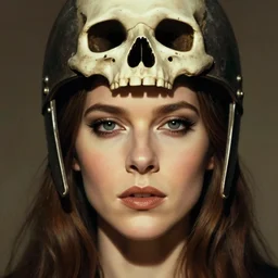 charlize theron as an eldritch realistic fantasy character, closeup portrait art by donato giancola and greg rutkowski, vintage retro, realistic face, digital art, trending on artstation, skull helmet, symmetry!!