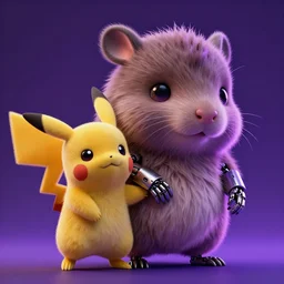 high quality precisionist 3 d render post - cyberpunk very cute fluffy! wombat!! cyborg, mechanical paw, highly detailed, unreal engine cinematic smooth, in the style of detective pikachu, hannah yata charlie immer, neon purple light, low angle, uhd 8 k, sharp focus