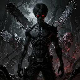 anime character of black demon, living in a shadow!! red eyes!! unseen body!! only showing itself in painting!! octane render!! unreal engine 5!! junji ito!! highly rendered!! attack on titan style!! chainsaw man style!! creepy!!