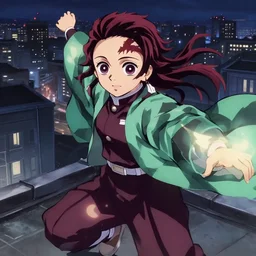 emma watson in heavens feel movie, demon slayer, ufotable, kyoani, high quality, key visual, cinematic, city background, night time, rooftop, fate stay night, unlimited blade works, greg rutkowski, high resolution, dynamic pose, extreme close up, rin outfit, anime, high angle, high budget