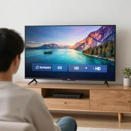 1 6 0 0 s photo of a person watching a flat screen hd tv