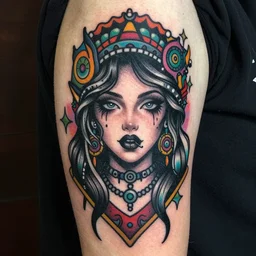 3 d 4 k psychedelic gothic girl tattoo new wave portrait