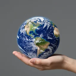 a hand reaches out to pick up the planet earth