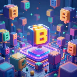trapped inside never ending blockchain world, surreal, vibrant colors