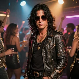 a photo realistic of slash of guns and roses in a weird party