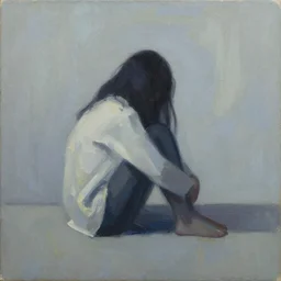 abstract illustration of mental illness, oil painting on canvas, isolation, loneliness