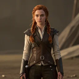 Bonnie Wright as Katniss Everdeen, film still from the Hunger Games
