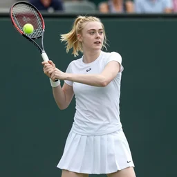 Dakota Fanning playing tennis by picasso