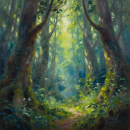 oil painting of fantasy magic forest, by greg rutkowski, 4 k, high detail, bright, high contrast