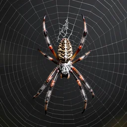 a high - quality photo of a large spider sitting in the center of its web, studio lighting, 8 k