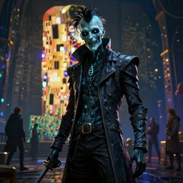 punk grim reaper, hyper detailed, bioluminescent, background fortress, digital art, trending in artstation, cinematic lighting, studio quality, smooth render, unreal engine 5 rendered, octane rendered, art style by klimt and nixeu and ian sprigger and cushart and archan nair, jack kirby and simon bisley