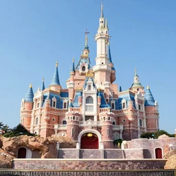 a majestic castle in the style of a Disney cartoon