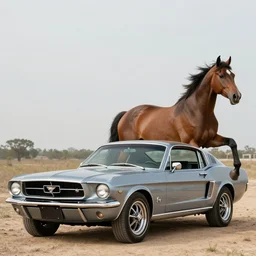 photo of 1 9 6 8 - mustang combined with a horse