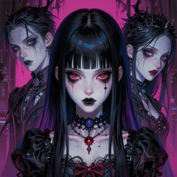 9 0 s, pastel goth aesthetic, creepy gothic portrait, yami kawaii, vaporwave colors, anime, futuristic, hyperrealistic painting, by stanley twardowicz, ilya kuvshinov, rossdraws, trending on artstation
