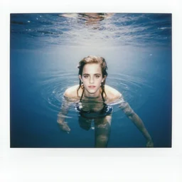 intimate polaroid photo of emma watson submerging in water
