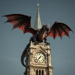 cenobite dragon roosting in a clock tower | finalRender, Unreal Engine: .5