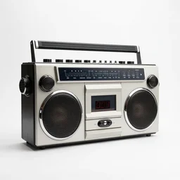 luxurious boombox, studio product photography, isolated on a pure white background, centered, entire object in frame, sharp focus, soft studio lighting