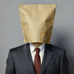 A very very very very detailed and high quality painting of a man in a business suit with a bag covering his head, by Zdzisław Beksiński