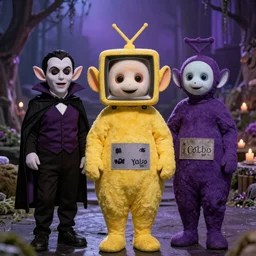 Teletubbies-vampires with TV-set instead of Head