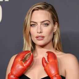 margot robbie with lobster claws