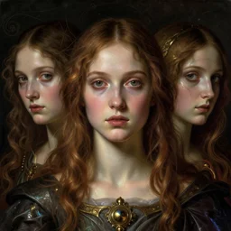 holographic dreams horror necromancer, intricate detailed botticelli portrait artstation behance pixiv