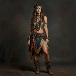 full body pose, hyperrealistic mixed media painting of a beautiful attractive hippy woman, dim volumetric lighting, 8 k, octane beautifully detailed render, extremely hyper detailed, intricate, epic composition, cinematic lighting, masterpiece, trending on artstation, very very detailed, masterpiece, stunning, hdr, smooth, sharp focus, high resolution, award, winning photo, dslr, 5 0 mm