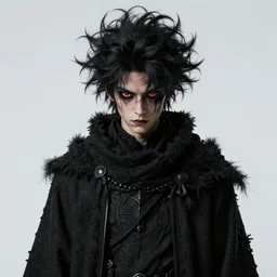 demon boy, yokai boy with wild spiky hair, vantablack cloak, red eyes, ultra realistic, concept art, intricate details, eerie, highly detailed, photorealistic, octane render, 8 k, unreal engine. art by artgerm and greg rutkowski and charlie bowater and magali villeneuve and alphonse mucha