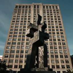 a tall building with a lot of windows on top of it, an abstract sculpture by maginel wright enright barney, featured on dribble, brutalism, academic art, creative commons attribution, grotesque