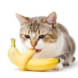 a cat eating a banana
