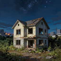 a beautiful photorealistic painting of city unfinished building abandoned building architecture single family detached house urbex nature by rosa bonheur, sea forest at night gem fisheye anime nightsky tokyo sunlight cgsociety thermal vision studio ghibli nature cosmic, archdaily, wallpaper, highly detailed, trending on artstation.