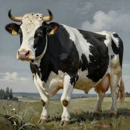 painting of a giant cow in the style of beksinski, hyper realistic, detailed