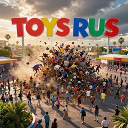 a giant mosh - pit breaks out at a toys r us