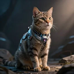 a cyberpunk cyborg cat, trending on art station