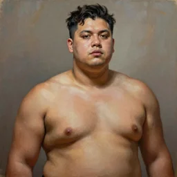 A portrait of a powerful and thick beautiful non-binary person, medium tone skin, oil painting, majestic, detailed, high resolution