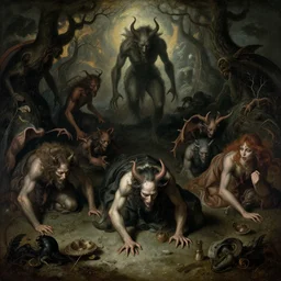 demonic entities crawling out of the void by henry fuseli and hieronymus bosch, ominous, highly detailed