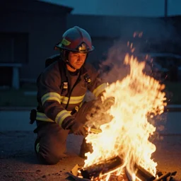 Out of focus photo of a man on fire, filmic, cinematic