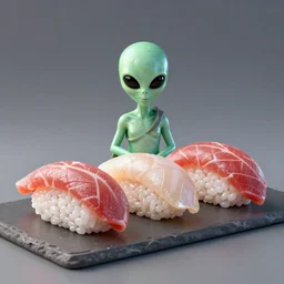 alien sushi and sashimi, photorealistic, photo art, raytracing global illumination, award - winning photography, trend on artstation