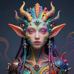 portrait of colorful psychedelic godlike machine elves in another plane of existence and transcendence, trending on artstation