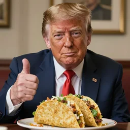 beautiful makoto shinkai style digital film still portrait of donald trump giving a thumbs up behind a taco bowl, 4 k, 8 k, hd, high resolution, highly detailed, intricate detail, ultra realistic faces, digital art, trending on artstation, your name, weathering with you