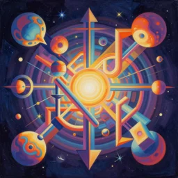 a hyperdetailed painting vibrant vectors forming impossible 1 2 dimensional shapes that transcend space and time, magic realism painting, trending on artstation,