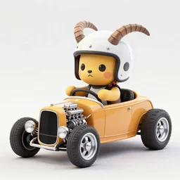 cute and funny, tame impala, wearing a helmet, driving a hotrod, oversized enginee, ratfink style by ed roth, centered award winning watercolor pen illustration, isometric illustration by chihiro iwasaki, the artwork of r. crumb and his cheap suit, cult - classic - comic,