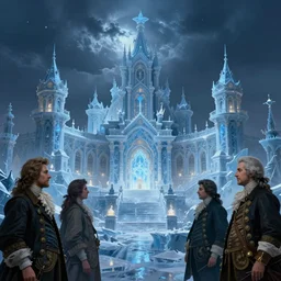 neoclassical magical fantasy city, blue light, ice. by henriette ronner - knip, by william henry hunt, by rembrandt, by joseph mallord william turner, by konstantin razumov, concept art,