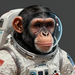 a chimpanzee in a space suit, black hole reflecting in its visor, portrait, highly detailed, digital painting, artstation, concept art, sharp focus, illustration