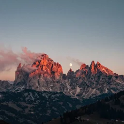 1 9 2 0 s color spirit photography 9 1 1 1 2 1 of alpine red sunrise in the dolomites, smoke from mountains, sun rising, by william hope, beautiful, dreamy, grainy